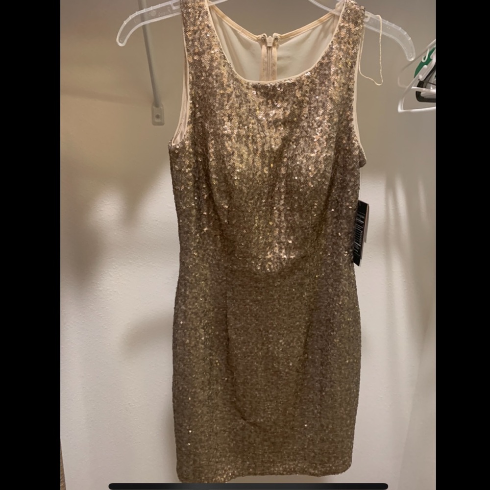 AQUA gold sequin & mesh back dress size 0